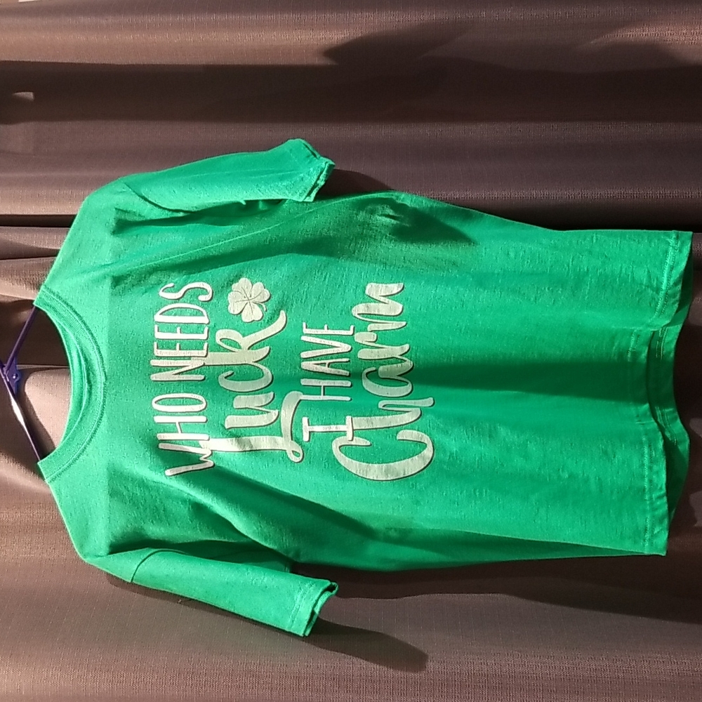 M&O Gold Who Needs Luck I Have Charm Boys Youth sz XL (18-20) Tshirt